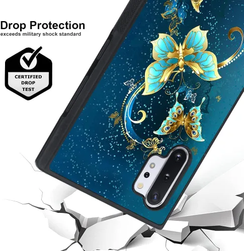 Miniatura 3 de OOK Funda para Galaxy Note 10 Plus de 6.8 pulgadas, [protector de pantalla integrado], bonito diseño de mariposa azul, parte trasera de Samsung