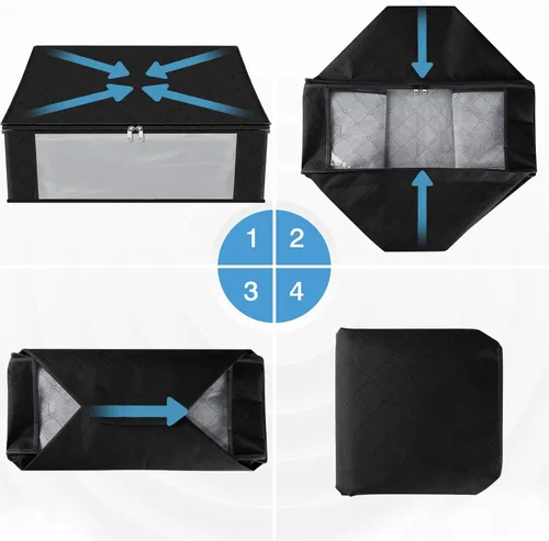 Miniatura 7 de HomeHacks Paquete de 3 bolsas organizadoras de ropa, caja de almacenamiento plegable con gran ventana transparente y asas resistentes para armario