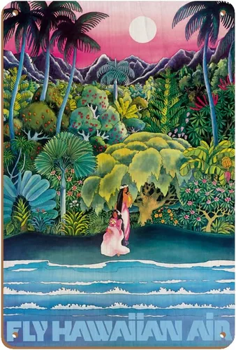 Miniatura 5 de Pacifica Island Art Fly Hawaiian Air - Hawaii Women on the Beach - Hawaiian Airlines - Póster vintage de viaje de aerolínea c.1970s - Cartel