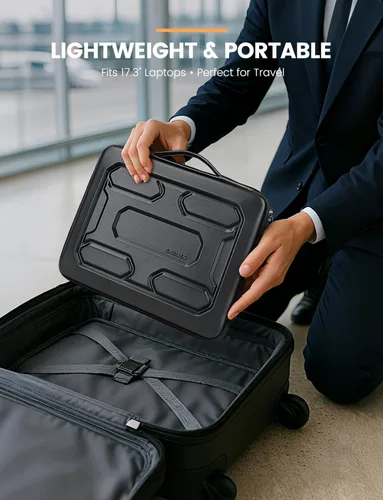 Miniatura 7 de DOMISO Funda para laptop de 13.3 pulgadas con asa, bolsa para computadora a prueba de golpes, funda protectora impermeable EVA para portátiles