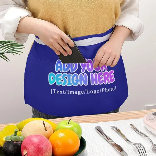 Miniatura 215 de AXKEUDO Delantal personalizado con bolsillos, delantales de cintura para camarera para cocinar en casa, restaurante, servir trabajo