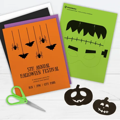 Miniatura 6 de PrintWorks Cartulina de Halloween de 8.5 x 11 pulgadas, 200 hojas, 5 colores surtidos, ideal para proyectos escolares y artesanales, 67 libras, 5.19