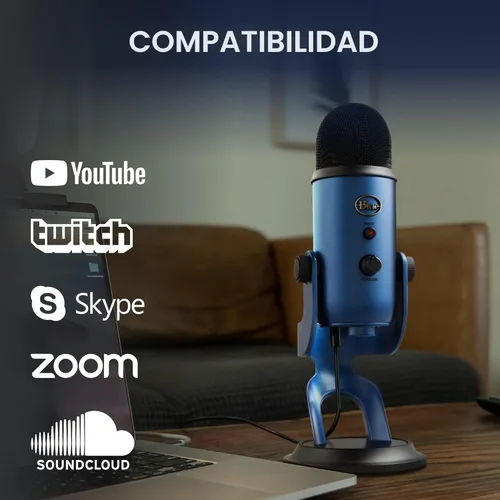 Miniatura 7 de Logitech Creators Blue Yeti - Micrófono USB para juegos, transmisión, podcast, YouTube, Discord, PC, sonido de estudio, Plug & Play, azul medianoche