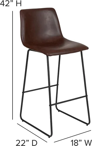 Miniatura 3 de Flash Furniture Reagan - Taburetes de bar LeatherSoft de 30 pulgadas con reposapiés, taburetes de barra de estilo moderno de mediados de siglo