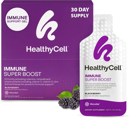 Healthycell Suplemento líquido diario Immune Super Boost - Suplemento de apoyo inmunológico para adultos con equinácea, saúco, vitamina C, vitamina