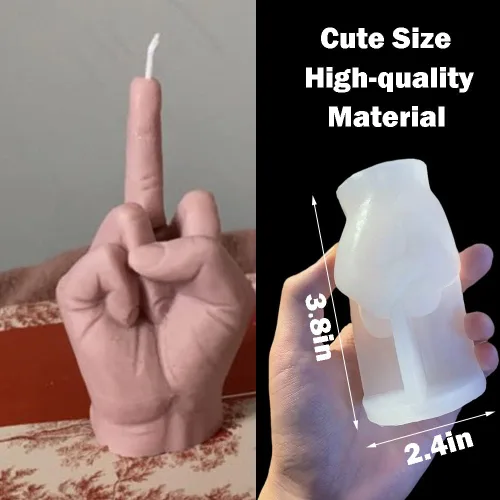Miniatura 7 de Molde de silicona en forma de mano 3D, molde de vela gestual de 3.7 pulgadas, molde de fundición de resina en forma de dedo medio para hacer velas