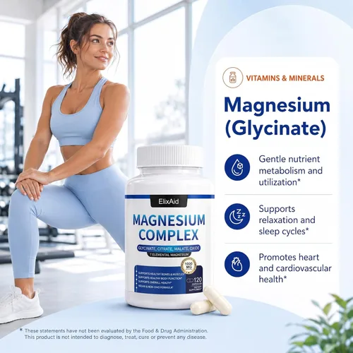 Miniatura 6 de Complejo de magnesio para mujeres y hombres 1000 mg - Suplemento de magnesio 7 en 1 (glicinato, citrato y malato) cápsulas para apoyo al sueño