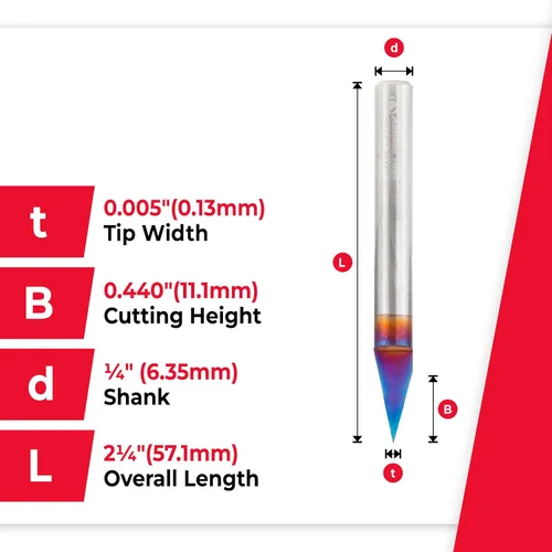 Miniatura 4 de Amana Tool Spektra Extreme Tool Life - Broca de carburo sólido recubierta para señalización y grabado, 45771-K, grabado de 30 grados, ancho de punta