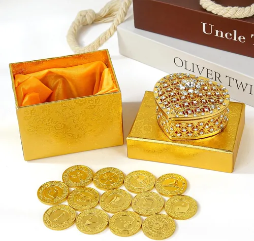 Miniatura 5 de TINGKU 13 palabras españolas Las Arras para Boda Católica, juego de monedas de unidad de boda con caja en forma de corazón, Arras de Boda Cristiana