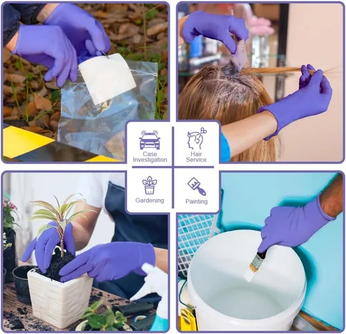 Miniatura 4 de Safe Health Nitrile Disposable Gloves, 3.5 Mil, Imperial Blue, Powder Free, Latex Free, Tattoo, Beauty, Salon, Car