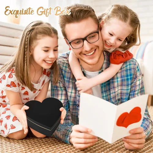 Miniatura 6 de Glenmal 3 cajas de regalo en forma de corazón para el día del padre con tapas, 3.53 onzas de papel triturado, cajas de flores de corazón para boda