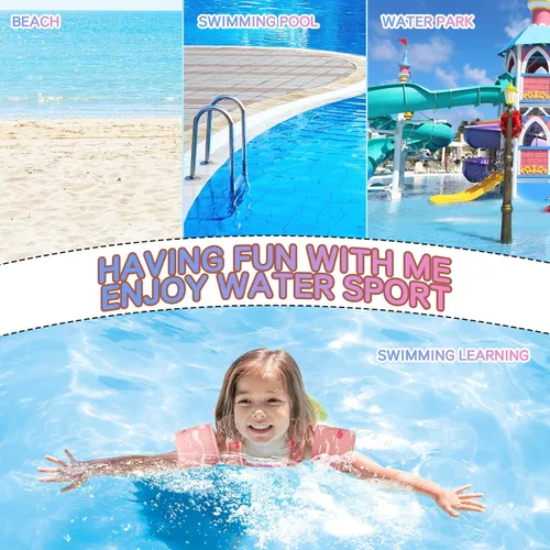 Miniatura 6 de Chaleco de natación para niños pequeños, flotadores para niños de 20 a 66 libras, chaleco de natación para niños pequeños que aprenden a nadar, Rosa