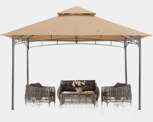 Miniatura 13 de ABCCANOPY Gazebos para patios 10x10 - Gazebo con marco de acero para exteriores para césped, patio trasero, jardín, terraza (gris oscuro)