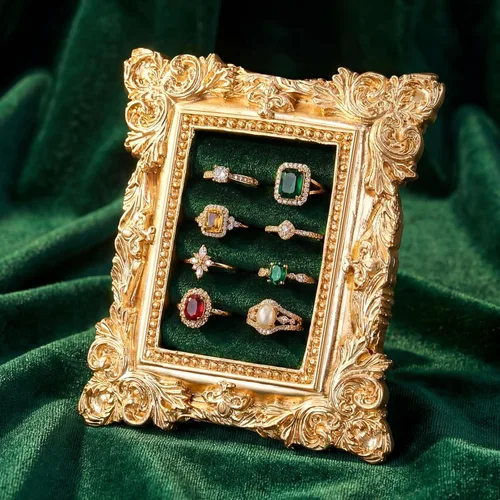 Miniatura 21 de Liliaafar Soporte de anillo vintage rectangular plateado soporte de exhibición para aretes, bandeja de exhibición de aretes, aniversario