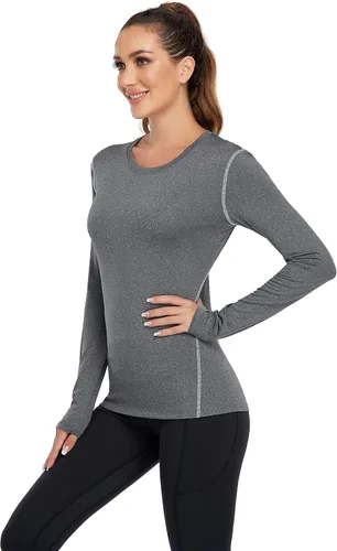 Miniatura 6 de WANAYOU Women's 2-3 Pack Compression Shirt Dry Fit Long Sleeve Running Athletic T-Shirt Workout Tops