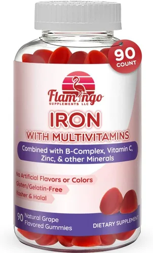Gomitas de hierro: nueva fórmula de 20 mg de hierro por porción más vitamina C, zinc, complejo B. Gomitas de hierro para mujeres y hombres.