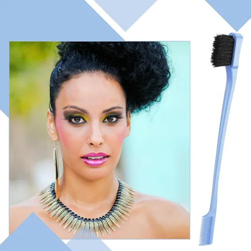 Miniatura 6 de Geiserailie Juego de 3 cepillos para el cabello con parte trasera lisa, cepillo de cerdas, control de bordes, peine para mujer, cabello negro