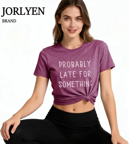 Miniatura 2 de Camiseta para mujer, con texto en inglés "Probably Late for Something", con texto en inglés "Probably Late for Something