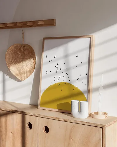 Miniatura 5 de HAUS AND HUES Póster artístico de sol, arte nórdico para pared, decoración de pared con sol amarillo, impresión de arte moderno de mediados de Sun