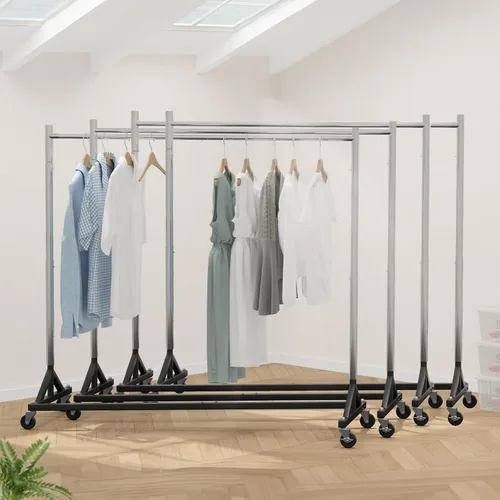 Miniatura 17 de HOKEEPER Perchero Z con capacidad para 500 libras, resistente perchero de ropa comercial para colgar ropa con ruedas, estante Z portátil