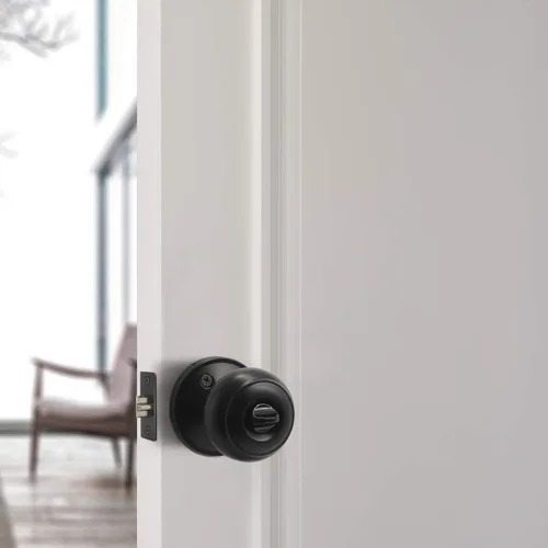 Miniatura 8 de Probrico - Picaporte redondo para puerta con cerradura de seguridad, sin llave, para privacidad y paso, color negro Disponible-609BK, Negro