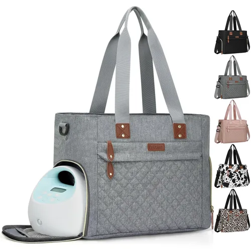 Miniatura 8 de Pritent Bolsa de Pañales Tote para Mamá Trabajadora, Bolsa de Pañales de Viaje Grande para Mamá y Papá con Funda para Laptop de 14 Pulgadas, Bolsa