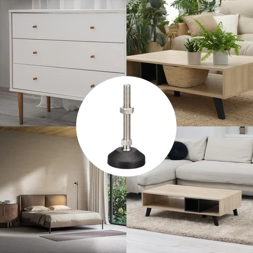 Miniatura 5 de uxcell Niveladores de muebles, 4 pies de nivelación universales de nailon M10x80x50mm, patas de mesa giratorias ajustables para muebles, máquinas