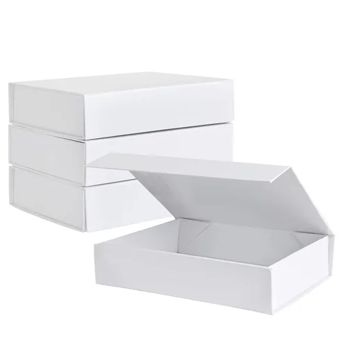 Purple Q Crafts Caja de regalo dura blanca con tapa de cierre magnético, 7 x 5 x 1.6 pulgadas, cajas pequeñas rectangulares para regalos con acabado