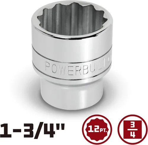 Miniatura 2 de Powerbuilt 643214 - Enchufe de 3/4 pulgadas x 1-3/4 pulgadas, 12 puntos poco profundos, Z-Drive, diseño de agarre fuerte hexagonal, marcas