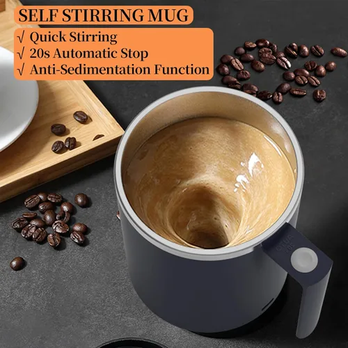 Miniatura 5 de Taza de café autoagitable, taza mezcladora eléctrica de 12.2 onzas con agitador magnético y antisedimentación, taza de viaje recargable para café