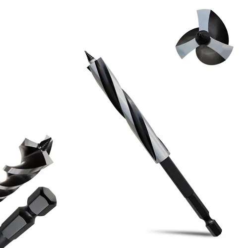 Miniatura 19 de 8 brocas profesionales de 12 pulgadas de largo para madera con vástago hexagonal de cambio rápido de 1/4 pulgadas (1/4-7/8 pulgadas), diseño de 3