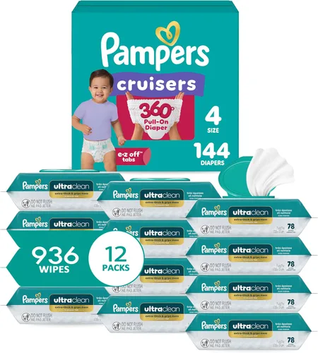 Miniatura 11 de Pampers Pull On Cruisers - Pañales desechables para bebé, ajuste de 360°, talla 3, suministro de un mes (168 unidades) con toallitas para bebé