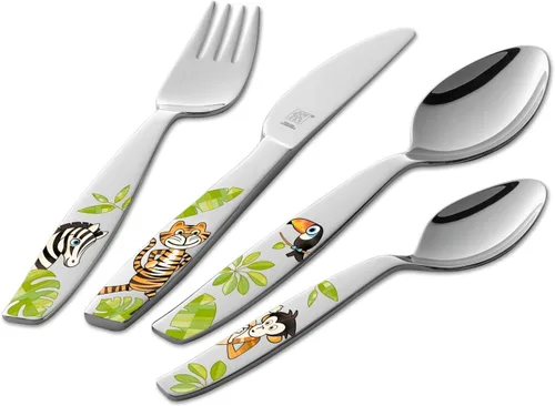 Miniatura 4 de ZWILLING Juego de cubiertos para niños, 4 uds., para niños a partir de 3 años, acero inoxidable 18/10, Bino, 5.9 x 3.9 x 0.8 in, plata