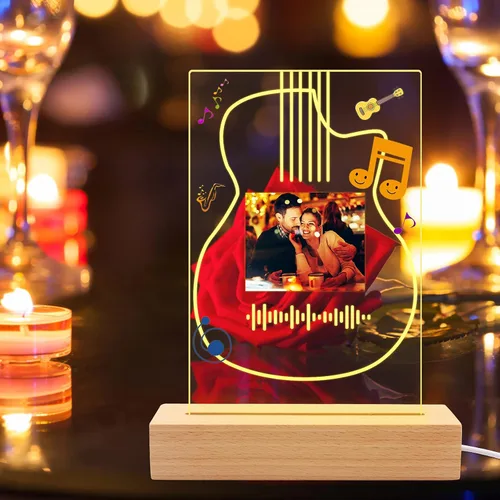 Miniatura 6 de Placa de arte musical personalizada con luz nocturna escaneable, cubierta de álbum de fotos, lámpara LED, regalo personalizado para el día