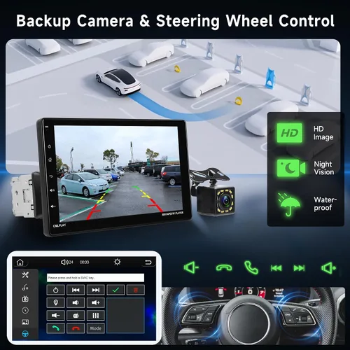 Miniatura 5 de Rimoody Estéreo de coche de 9 pulgadas con pantalla táctil desmontable, radio de coche con Bluetooth 5.0 Mirror Link FM/EQ USB/AUX/TF/SWC/MIC