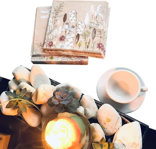 Miniatura 3 de 20 servilletas decorativas florales de 3 capas de 6.5 x 6.5 pulgadas para decoupage, eventos temáticos de la naturaleza, ecológicas y biodegradables