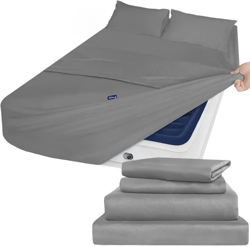 Miniatura 11 de Juego de sábanas tamaño King con bolsillo profundo - 4 piezas de sábanas extra suaves para cama King - Sábana bajera con bolsillo de almacenamiento