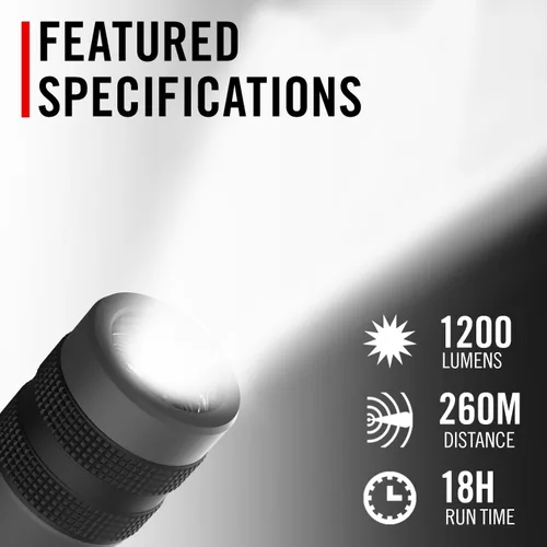 Miniatura 2 de Coast GX20 - Linterna LED alcalina impermeable de doble potencia de 1200 lúmenes con enfoque giratorio, tapa antirrodadura y mango texturizado