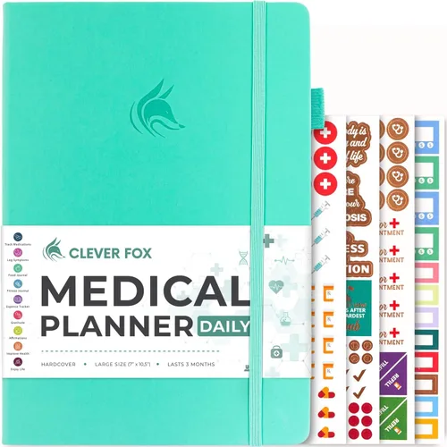 Miniatura 10 de Clever Fox Planificador médico diario – Cuaderno de diario de salud, diario de bienestar y cuaderno de registro de autocuidado, dura 3 meses, 7 x