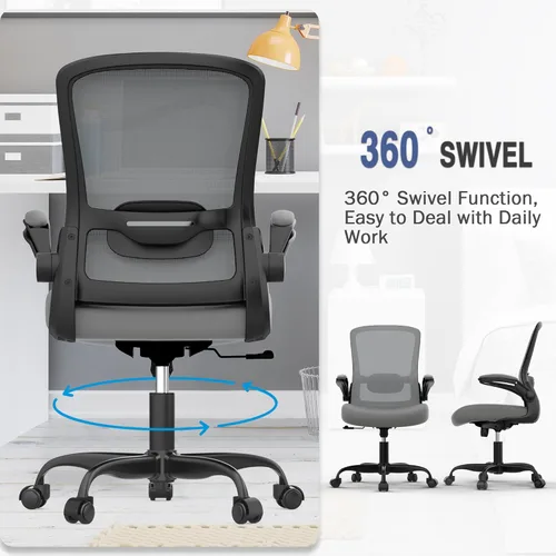 Miniatura 3 de Silla de oficina Mimoglad, silla de escritorio ergonómica con soporte lumbar ajustable, silla de computadora de malla de respaldo alto con Grafito