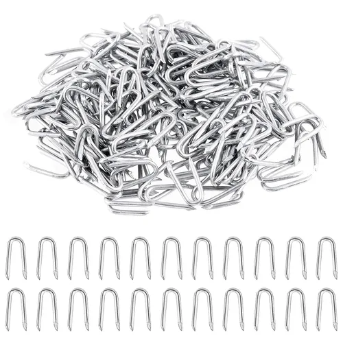 Glarks 200 grapas galvanizadas resistentes de 0.787 in U para cercado tejido y malla de alambre