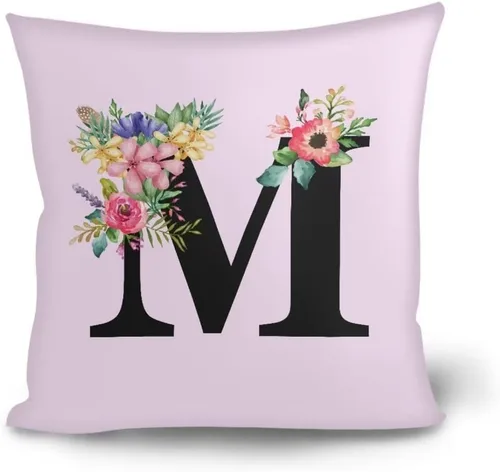 Miniatura 16 de Fundas de almohada decorativas del alfabeto, fundas de almohada con estampado floral de la letra B, fundas de almohada cuadradas suaves, fundas