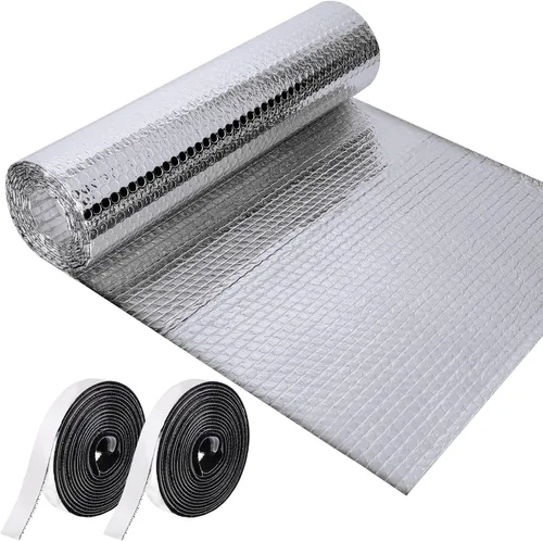 Miniatura 11 de Frienda Rollo de aislamiento reflectante para ventana de caravana de 47.2 pulgadas x 50 pies, doble papel de aluminio con burbujas de calor