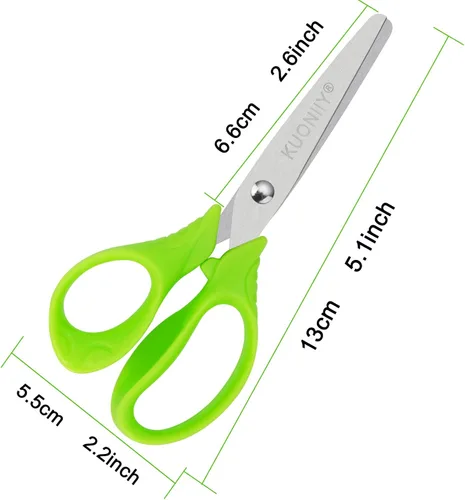 Miniatura 6 de Tijeras para niños con asas de agarre cómodo, tijeras romas de 5 pulgadas para la escuela y el aula, azul, verde, rosa, paquete de 6