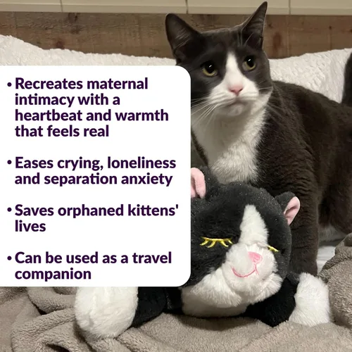 Miniatura 3 de Snuggle Kitty - Juguete para gatos con pulso y calor de sensación real, ayuda calmante para dormir para la ansiedad de los gatos, nuevos artículos
