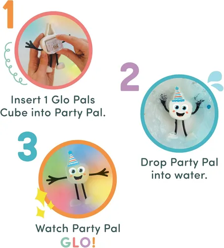 Miniatura 5 de Nuevo juguete de baño Glo Pals activado por agua con 6 cubos luminosos reutilizables para juego sensorial (Party Pal)