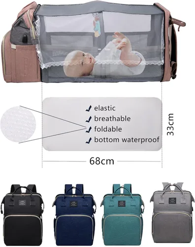 Miniatura 6 de Mochila de pañales azul para mamá: bolsas de bebé grandes con cambiador para niños pequeños, niñas, mujeres, papá, mamá, hombres, mochila de viaje