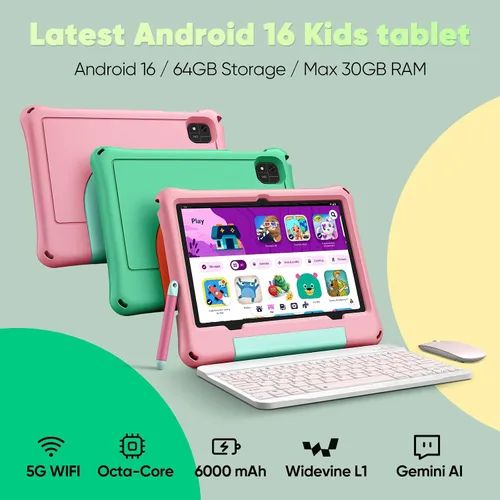 Miniatura 2 de aiprotablet Tableta para niños, Android 16 para niños de 10 pulgadas, Octa-Core 2.2 GHz con funda, 30 GB de RAM 64 GB ROM, 2 TB expandir, control