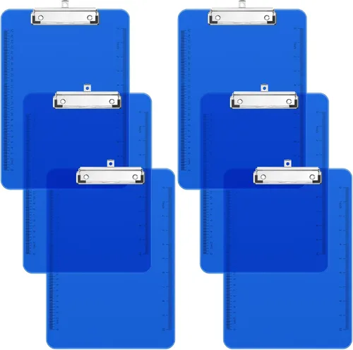 Miniatura 23 de Piasoenc Portapapeles de plástico, tablero de clip de regla translúcida con perfil bajo, suministros de oficina, suministros escolares, tamaño carta