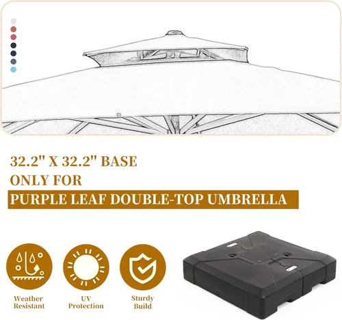 Miniatura 3 de PURPLE LEAF DY1100 Base de sombrilla para patio, cuadrada, rellena de arena y agua, 32.2" X 32.2
